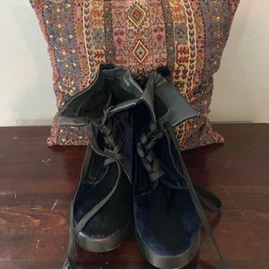 Blue velvet boots!